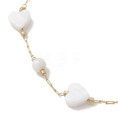 Summer Beach Natural White Shell Link Chain Anklets AJEW-AN00771-01-1