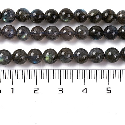 Grade AA Natural Gemstone Labradorite Round Beads Strands X-G-E251-33-6mm-02-1