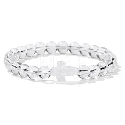 Natural Quartz Crystal Round Beads Stretch Bracelets YG0612-1-1