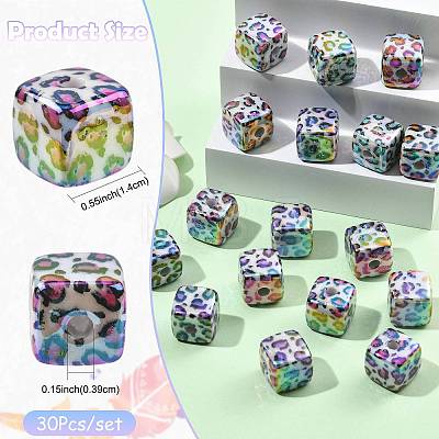 30Pcs UV Plating Opaque Acrylic Beads OACR-FS0002-56-1