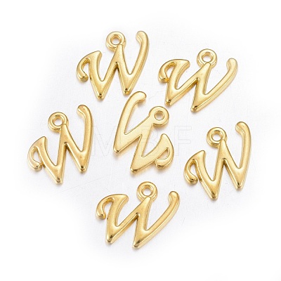 Golden Plated Alloy Letter Pendants PALLOY-J718-01G-W-1