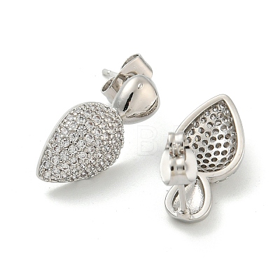 Teardrop Brass Pave Cubic Zirconia Dangle Stud Earrings for Women EJEW-N054-43P-1