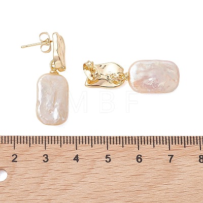 Rectangle Natural Keshi Pearl Dangle Stud Earrings EJEW-JE06975-1