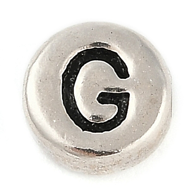 925 Sterling Silver Flat Round with Letter Beads STER-G044-01AS-G-1