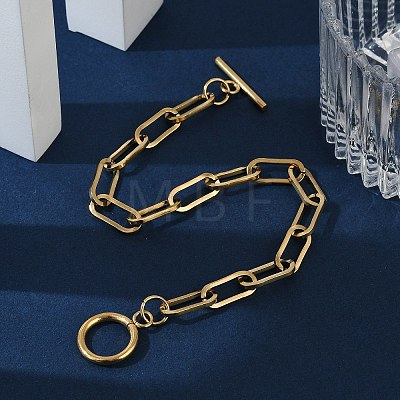Ion Plating(IP) 304 Stainless Steel Paperclip Chain Bracelets BJEW-O186-03G-1