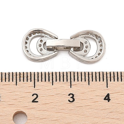 Brass Micro Pave Clear Cubic Zirconia Fold Over Clasps KK-C075-06P-1