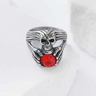 Halloween 304 Stainless Steel Rhinestone Finger Rings GJ8747-5-1