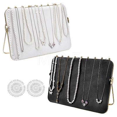 Velvet with Iron Slant Back Jewelry Necklace Organizer Display Stands ODIS-WH0079-111-1