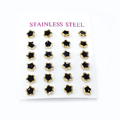 304 Stainless Steel Enamel Stud Earrings EJEW-B009-08G-01-1