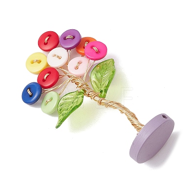 Resin Button Tree of Life Decorations AJEW-JF03414-02-1