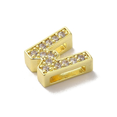 Brass Micro Pave Cubic Zirconia Beads KK-H487-25G-23-1