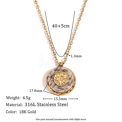 316L Surgical Stainless Steel with Natural Marble Pendant Necklaces WGEA815-01-1