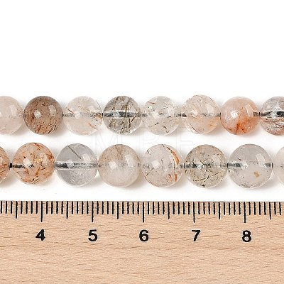 Natural Black Gold Rutilated Quartz Beads Strands G-H093-B02-8MM-1