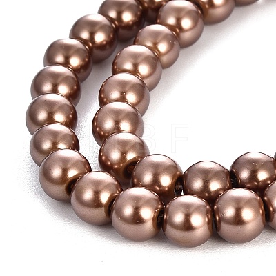 Baking Painted Pearlized Glass Pearl Round Bead Strands HY-Q330-8mm-30-1