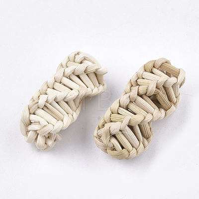 Handmade Reed Cane/Rattan Woven Beads X-WOVE-T006-043A-1