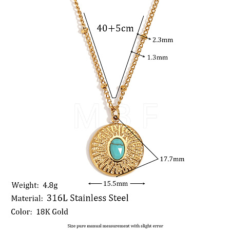 316L Surgical Stainless Steel with Synthetic Turquoise Pendant Necklaces WGEA815-09-1