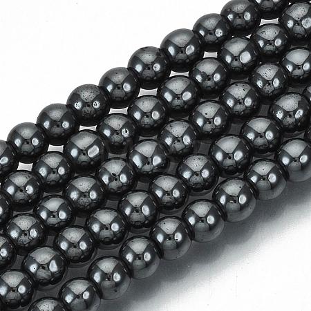 Non-magnetic Synthetic Hematite Beads Strands G-Q892-4mm-1
