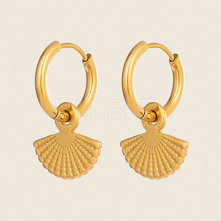 304 Stainless Steel Fan Shaped Huggie Hoop Earrings UO2750-1
