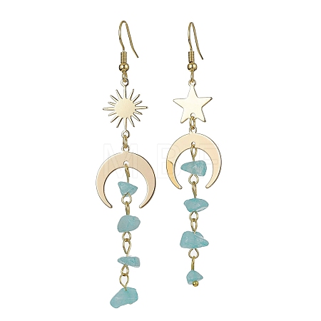 Moon & Sun & Star Brass Asymmetrical Earrings EJEW-JE05461-05-1