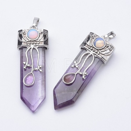 Natural Amethyst Big Pointed Pendants X-G-F340-05H-1