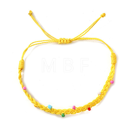 Glass Round Beads Braided Bead Bracelets LB7339-4-1