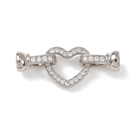 Brass Micro Pave Clear Cubic Zirconia Fold Over Clasps KK-D259-02A-P-1