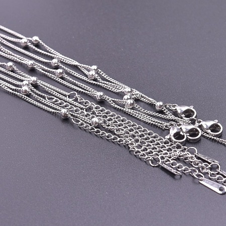1.5mm Unisex 304 Stainless Steel Satellite Chains Necklaces GC8699-1-1