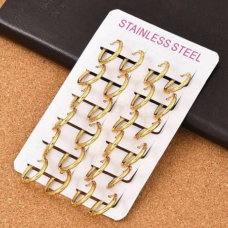 PVD Vacuum Plating 202 Stainless Steel Huggie Oval Hoop Earrings EJEW-H003-07G-06-1