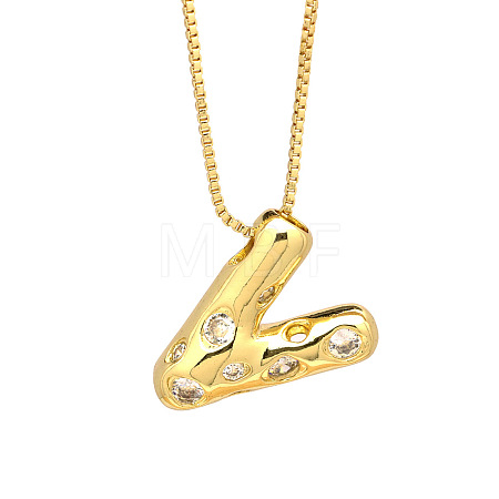 Brass Micro Pave Clear Cubic Zirconia Initial Pendant Necklaces FS-WGF17D9-03-1