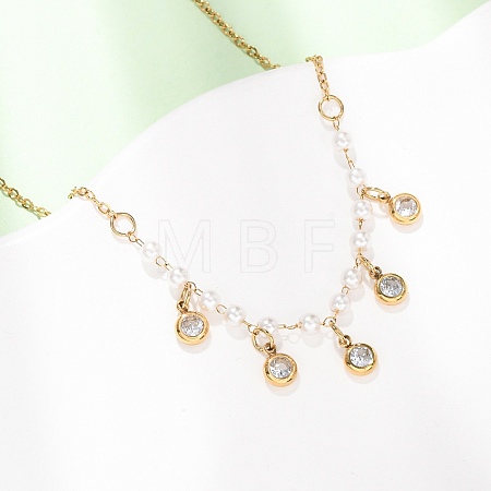 304 Stainless Steel Crystal Rhinestone Pendant Necklaces for Women NJEW-F378-01G-03-1