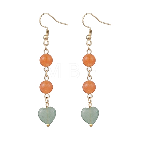 Natural Green Aventurine & Dyed Natural Malaysia Jade Dangle Earrings EJEW-JE06673-01-1