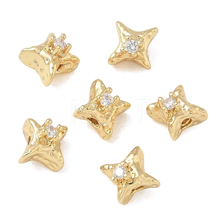 Brass Micro Pave Clear Cubic Zirconia Beads CU-CBAC675-01G-1