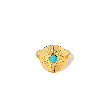 304 Stainless Steel & Turquoise Cuff Open Rings WG63E3D-01-1