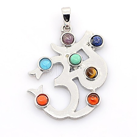 Vintage Chakra Jewelry Brass Mixed Stone Pendants X-G-I114-01-1