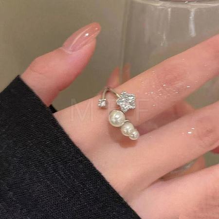 Alloy Micro Pave Cubic Zirconia Cuff Open Rings for Women WGA9B8A-01-1