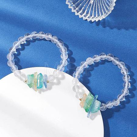 Natural Quartz Crystal Beaded Stretch Bracelets for Women BJEW-TA00727-1