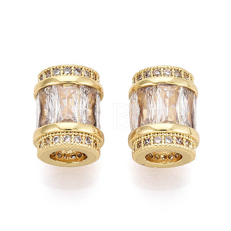 Brass Micro Pave Cubic Zirconia Beads X-KK-P237-02G-1