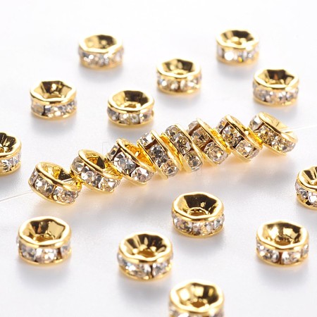 Brass Grade A Rhinestone Spacer Beads RSB036NF-01G-1