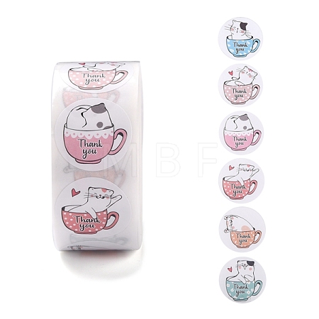500 Adorable Round Cartoon Stickers in 6 Designs DIY-B010-01-1