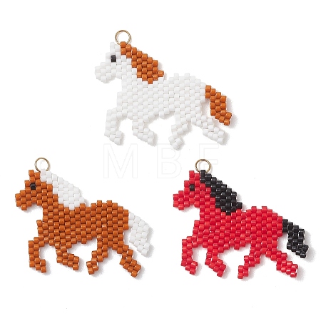 3Pcs MIYUKI Delica Glass Seed Beaded Pendants PALLOY-MZ01247-1