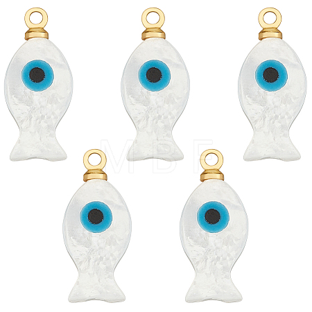 5Pcs Natural White Shell Pendants SHEL-BC0001-051-1