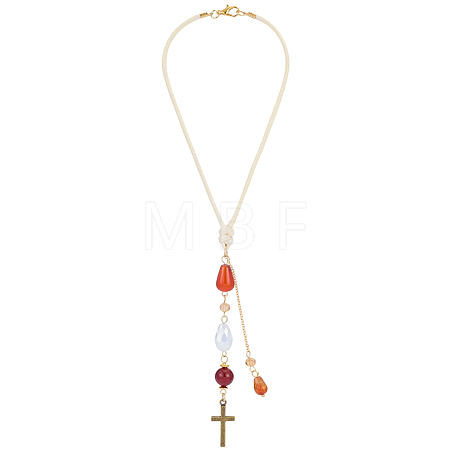 2Pcs Glass Bead & Natural Red Agate & Natural Carnelian & Alloy Car Pendant Decorations HJEW-DR00300-1