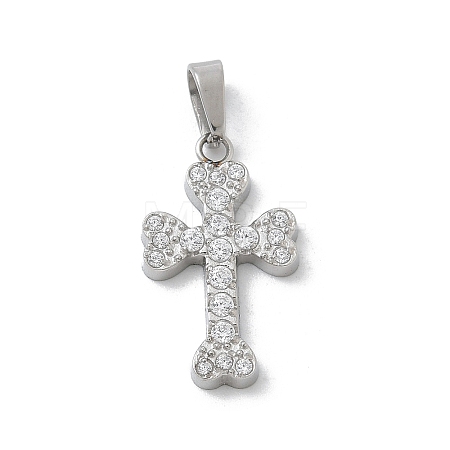304 Stainless Steel Micro Pave Cubic Zirconia Pendants STAS-Z107-08P-08-1