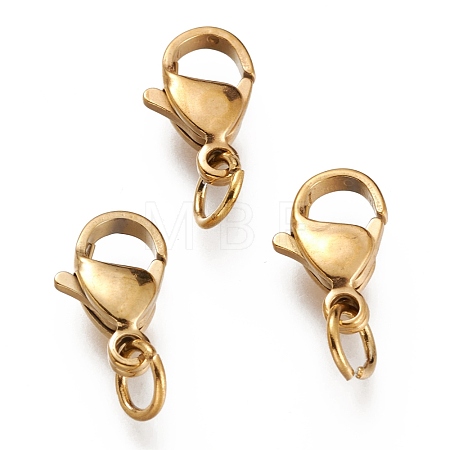 Ion Plating(IP) 304 Stainless Steel Lobster Claw Clasps STAS-G240-01E-G-1