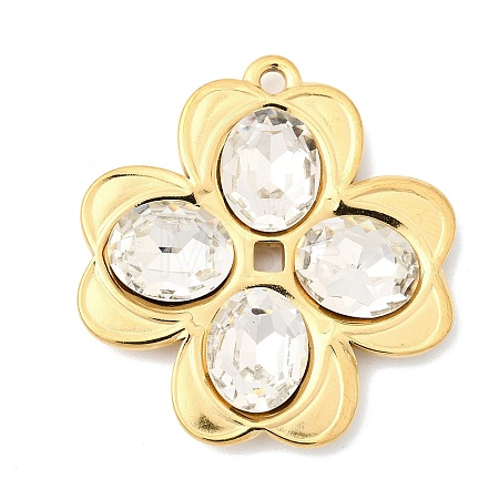 304 Stainless Steel & Crystal Rhinestone Pendants STAS-G390-01G-02-1