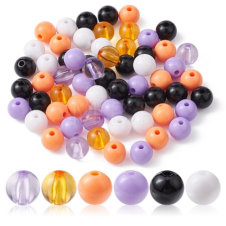 Halloween Theme Transparent & Opaque Acrylic Beads MACR-YW0002-77-1