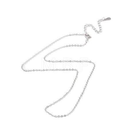 Anti-Tarnish Rhodium Plated 925 Sterling Silver Flat Cable Chain Necklace NJEW-A011-01B-P-1