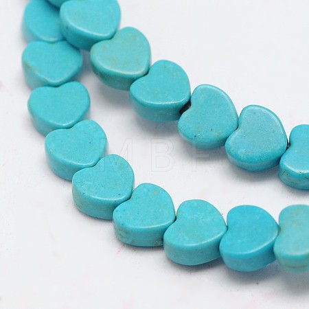 Dyed Synthetical Turquoise Heart Bead Strand X-G-P083-88B-1