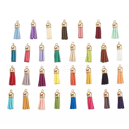 60Pcs 30 Colors Faux Suede Tassel Pendant Decorations FIND-YW0001-13LG-1