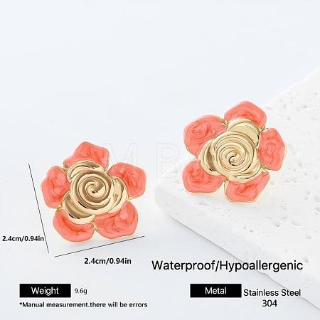 304 Stainless Steel Enamel Stud Earrings for Women GP7417-1-1